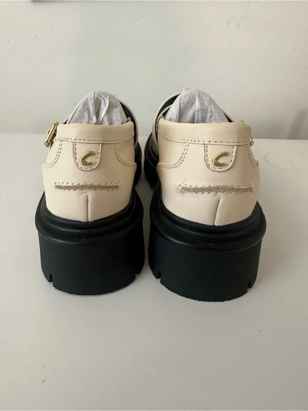NIB Circus by Sam Edelman Payson Cream Leather Lug Sole Loafer